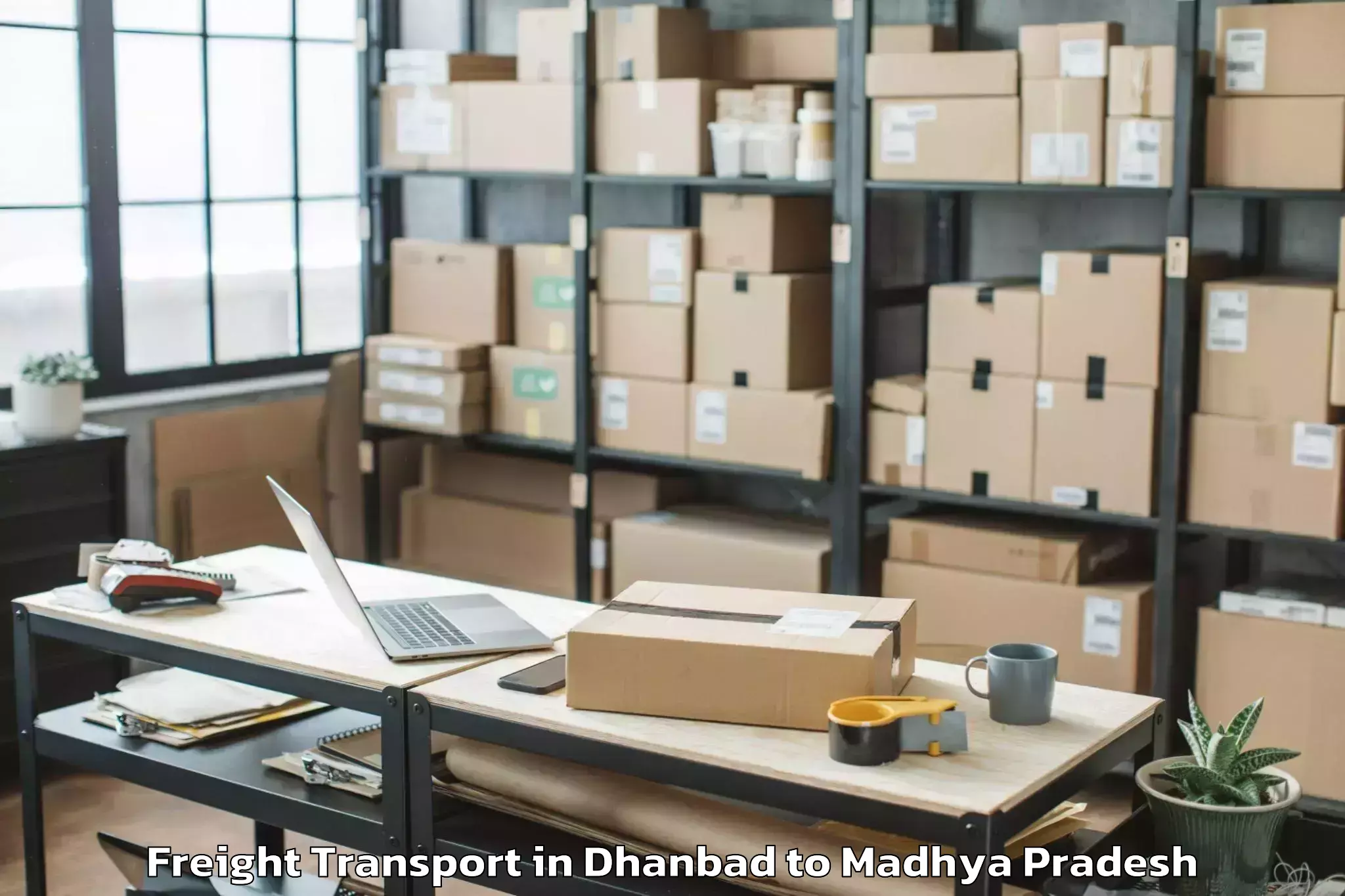 Trusted Dhanbad to Maheshwar Freight Transport